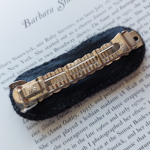 Vintage Barrette Bobby Pin Clip Grey Fabric  1990s - Picture 6 of 6